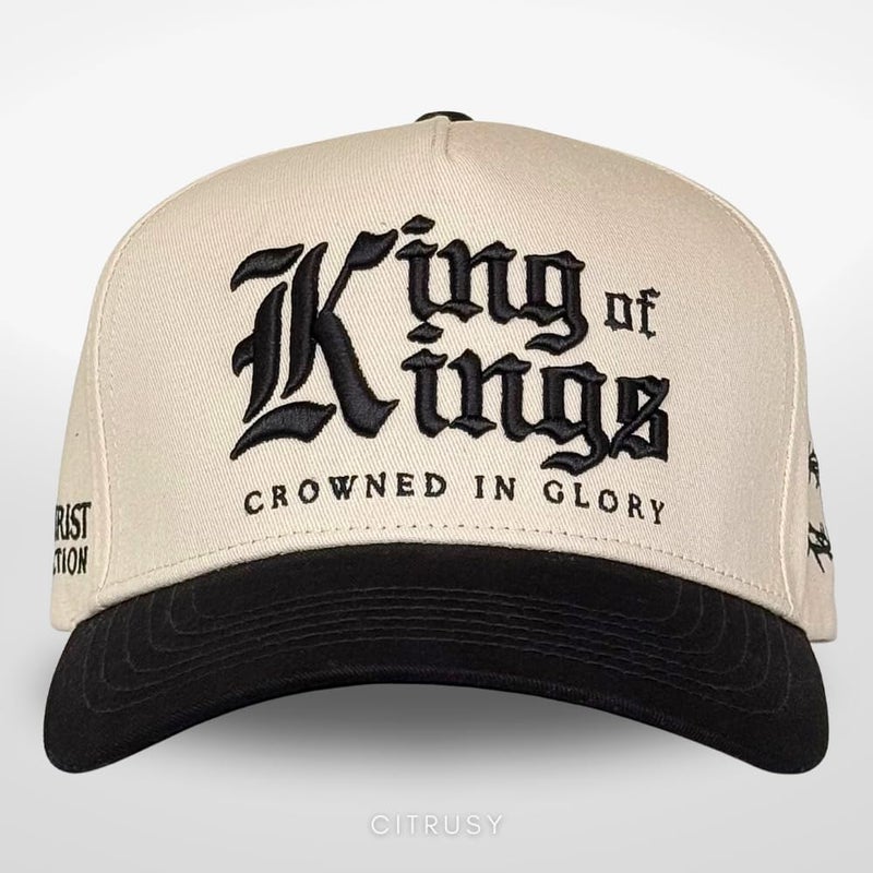 CITRUSY Vintage Faith & Forever Trucker Hat | Men & Women | Christian Cross Jesus Hats | Bachelorette Bride Hat | Cotton | Snapback (Cotton, King of Kings | Black) - Image 2