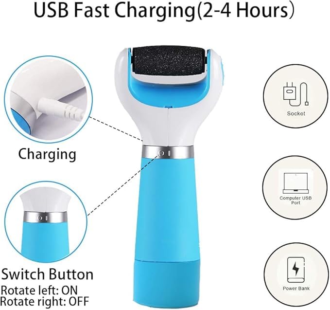 Electric Foot File Callus Remover - Foot Scrub pedicure kit Tools, Rechargeable Electronic Feet heel Scrubber Scraper Trimmers Rasp Exfoliator Portable Care Perfect for Dead Skin - Image 5