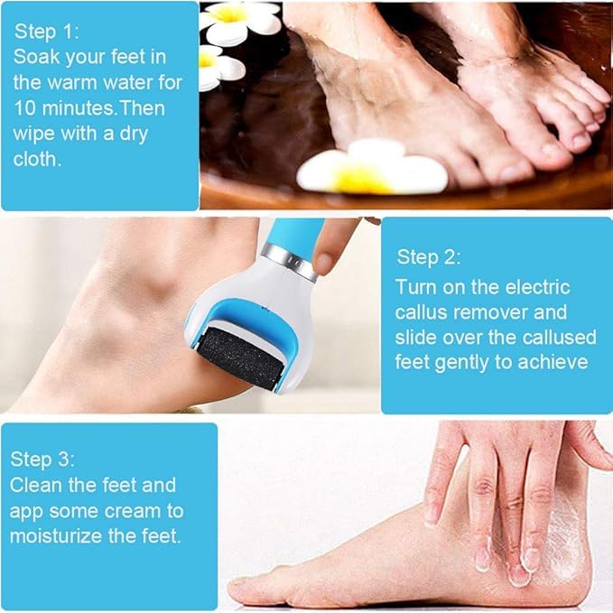 Electric Foot File Callus Remover - Foot Scrub pedicure kit Tools, Rechargeable Electronic Feet heel Scrubber Scraper Trimmers Rasp Exfoliator Portable Care Perfect for Dead Skin - Image 3