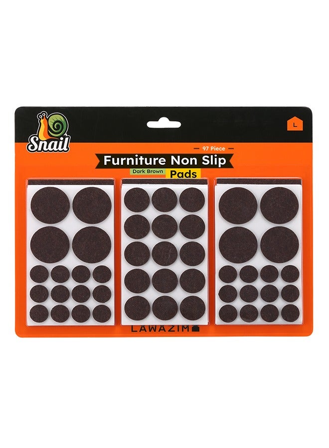 LAWAZIM Furniture Non-Slip Pads -97 Piece Dark Brown- Felt Pads with Adhesive Backing for Floor Protection Preventing Scratches Cushioning Noise Reduction for Chairs Tables Customizable Furniture Feet  - Image 1