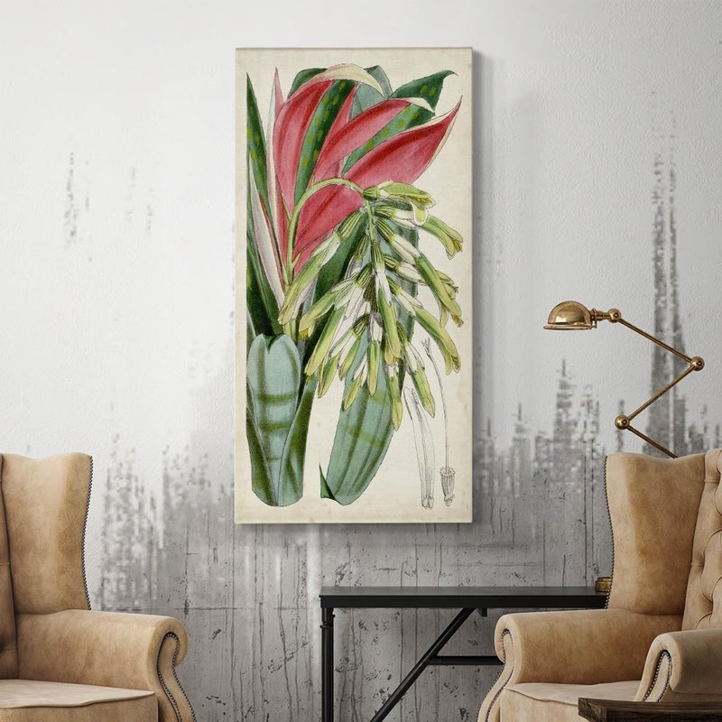 EMODA Tropical Red & Green Foliage Wall Art – Abstract Canvas Prints (30x60 cm Framed) - Image 3