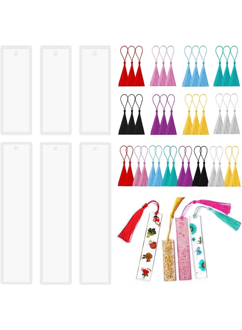 ChicAbode 6 Pack Resin Bookmark Molds with 40 Fringes, Bookmark Resin Molds Rectangular Bookmark Silicone Molds Bookmark Molds - Image 1