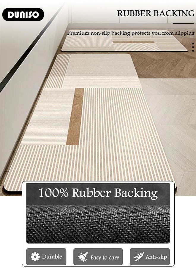 DUNISO 2 PCS  Kitchen Mats and Rugs Set , Non Slip Heavy Duty Standing Mat, Quick Dry Diatom Mud Floor Mat,  Extra Soft and Absorbent Floor Mats for  Kitchen, Bath, Office, Laundry(40*60cm+40*120cm)  - Image 2