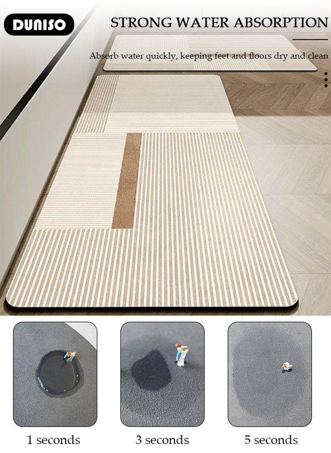 DUNISO 2 PCS  Kitchen Mats and Rugs Set , Non Slip Heavy Duty Standing Mat, Quick Dry Diatom Mud Floor Mat,  Extra Soft and Absorbent Floor Mats for  Kitchen, Bath, Office, Laundry(40*60cm+40*120cm)  - Image 3