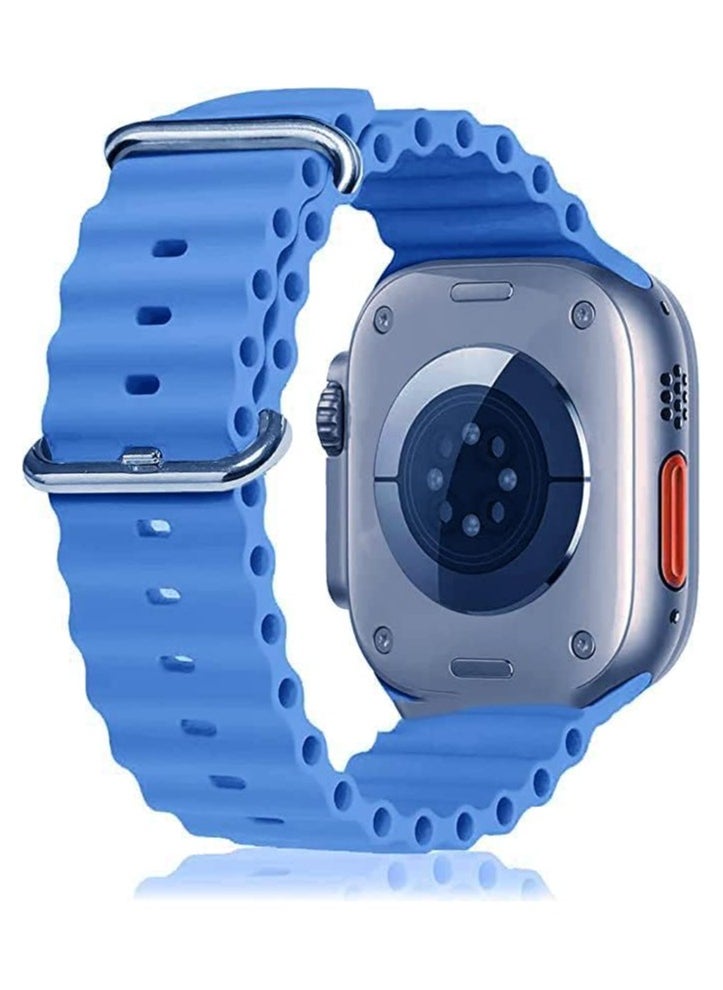 Generic ELMO3EZZ Adjustable Silicone Sport Loop Strap for iWatch Series Ultra 8 7 6 5 4 3 2 1 SE, Adjustable Sport Loop Strap Compatible with Apple Watch Band 49mm 45mm 44mm 42(Blue)  - Image 2