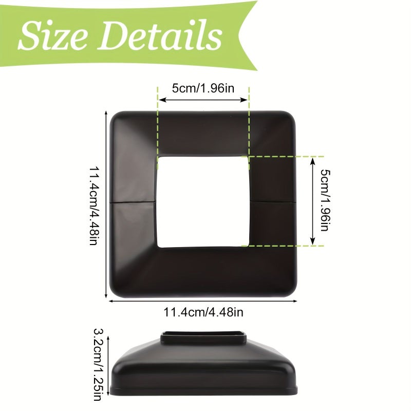 Set Of 6 Decorative Plastic Covers For 1.97 X 1.97 Inch Post Bases Designed To Enhance The Appearance Of Split Posts Suitable For Stair Railings And Fences Black - Image 3