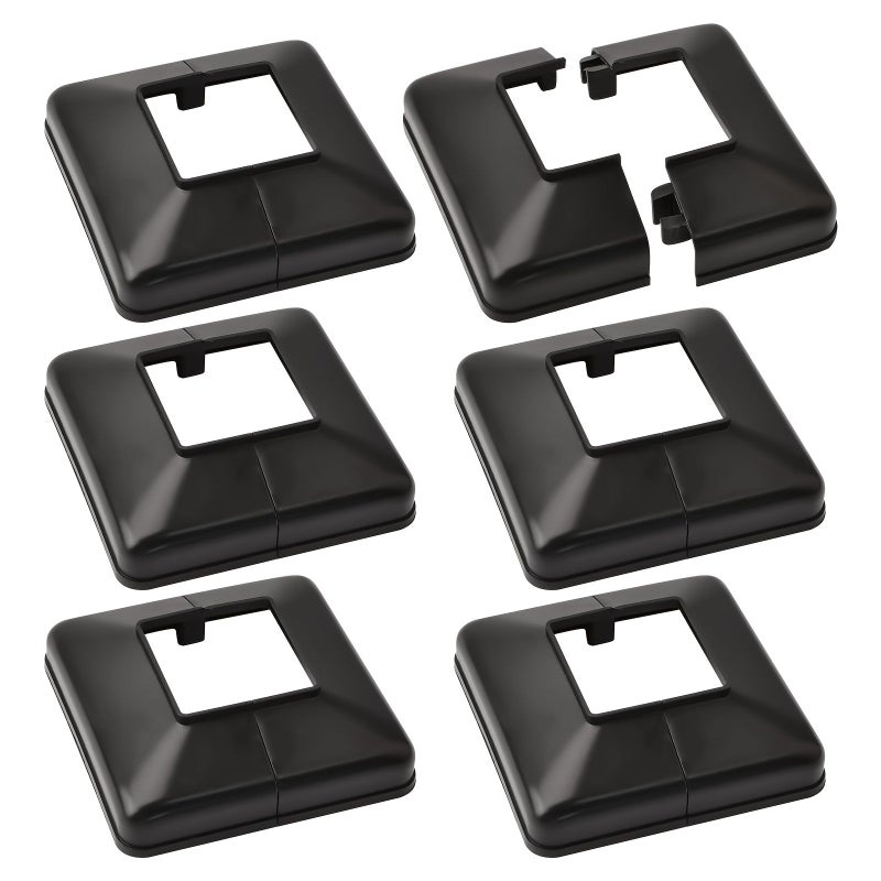 Set Of 6 Decorative Plastic Covers For 1.97 X 1.97 Inch Post Bases Designed To Enhance The Appearance Of Split Posts Suitable For Stair Railings And Fences Black - Image 1