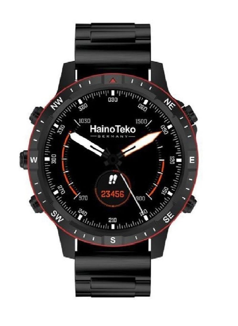 Haino Teko - Smart RW49 Round Shape AMOLED Display Smart Watch With 3 Pair Strap and Wireless Charger for Gents and Boys-Black - Image 1