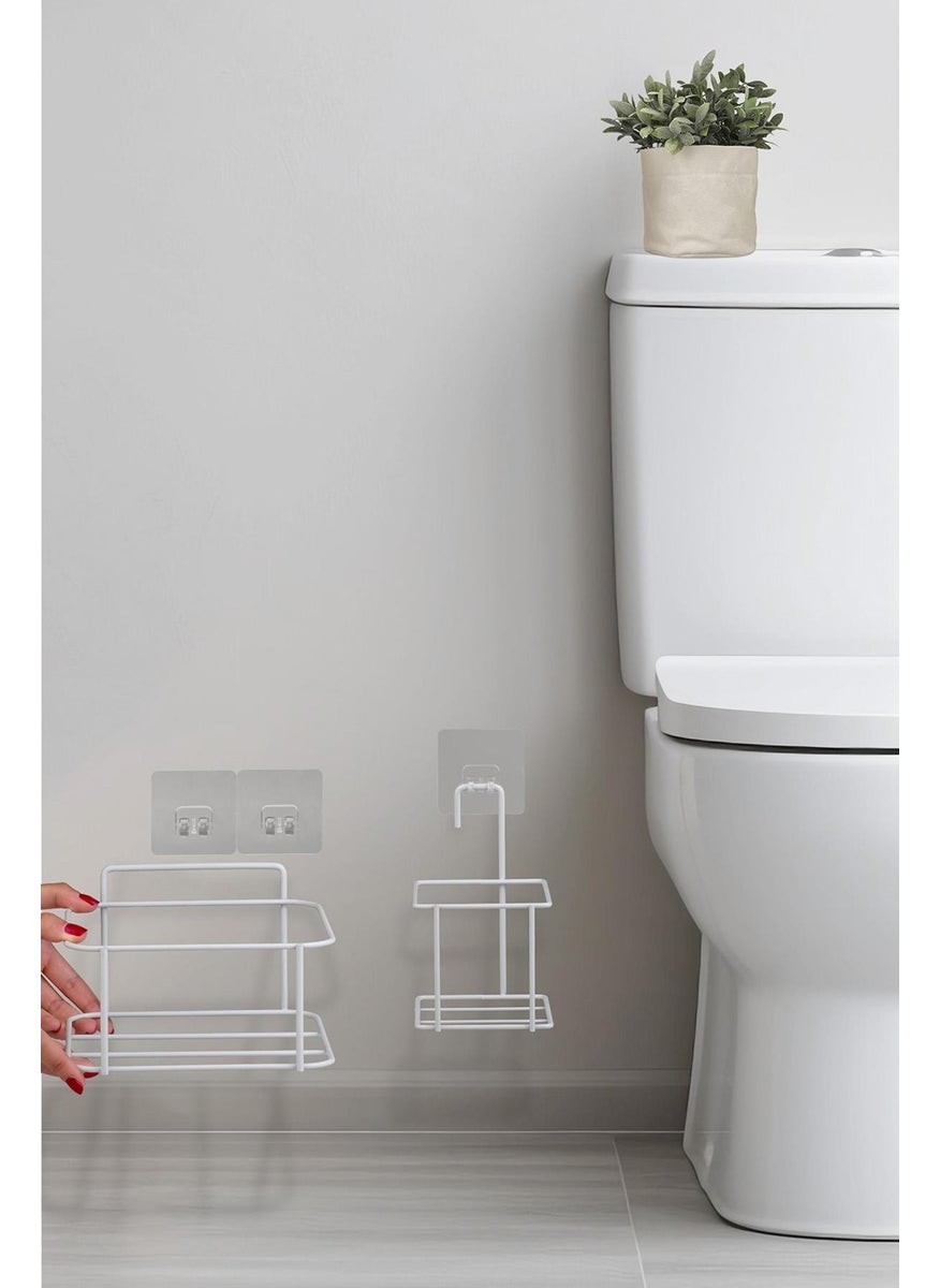 ‎okyanus Home Ocean Home White Eco Magic Hanging Square Mina 2-Piece WC Bucket and Brush Set  - Image 5