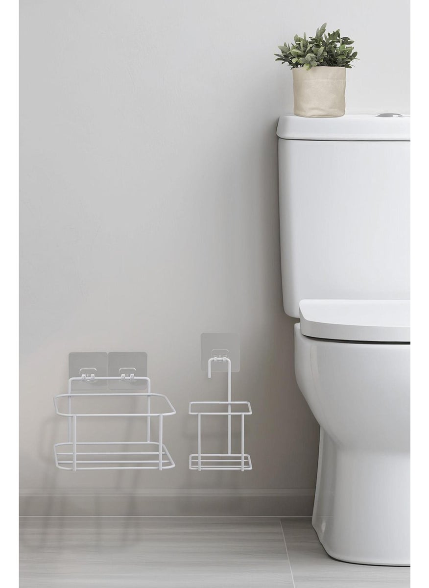 ‎okyanus Home Ocean Home White Eco Magic Hanging Square Mina 2-Piece WC Bucket and Brush Set  - Image 3