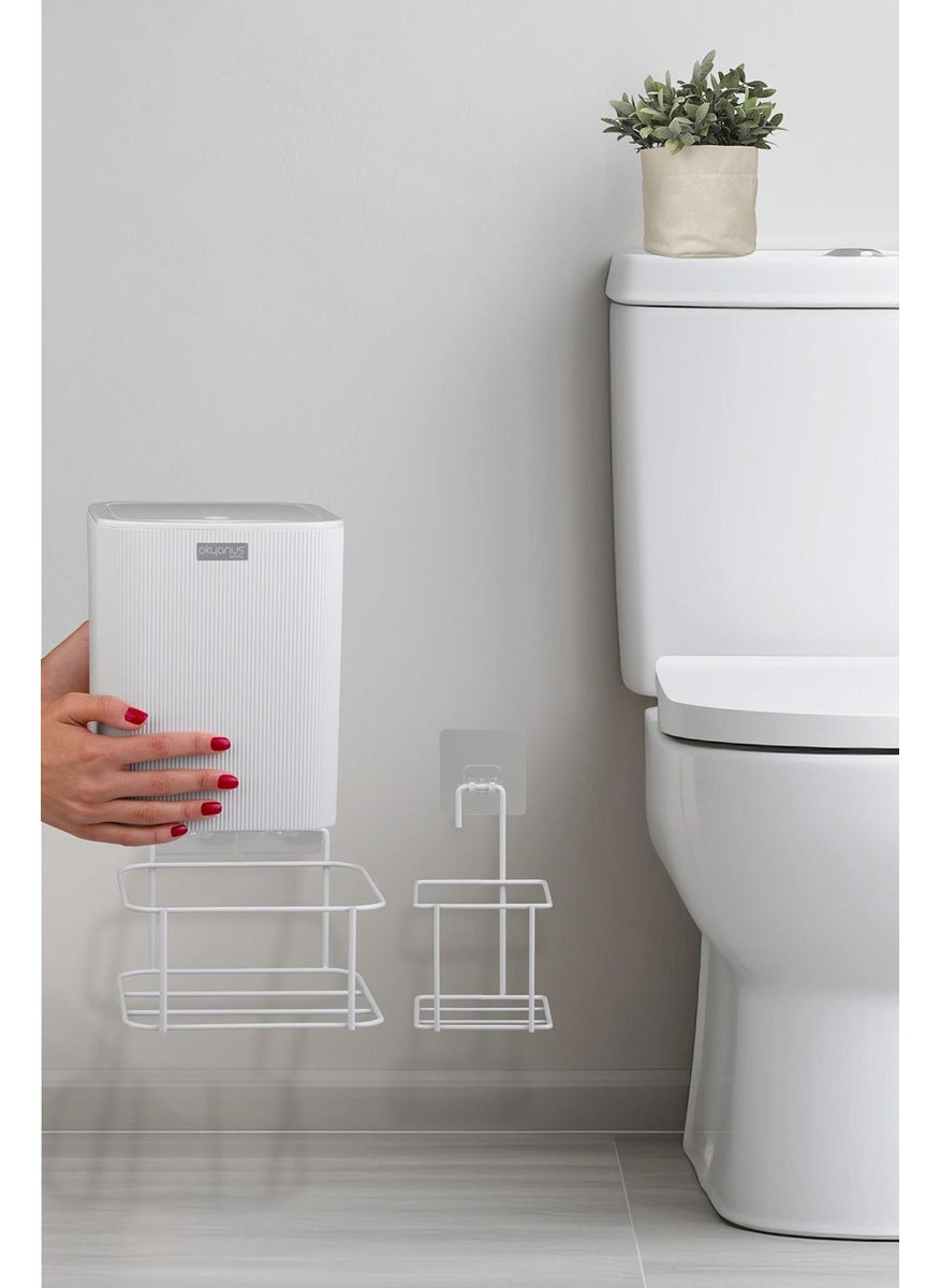 ‎okyanus Home Ocean Home White Eco Magic Hanging Square Mina 2-Piece WC Bucket and Brush Set  - Image 4