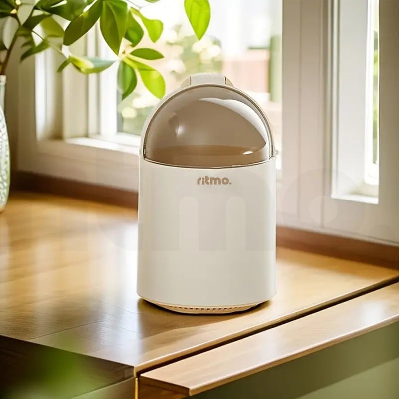 Ritmo Mini Desktop Bin with Portable Modern PPTrash Can Reusable Indoor Small Table Desktop Dustbin for Home Living Room Space Capsule Trash Can with Lid Kitchen Bedroom Bathroom Office Small - Image 3