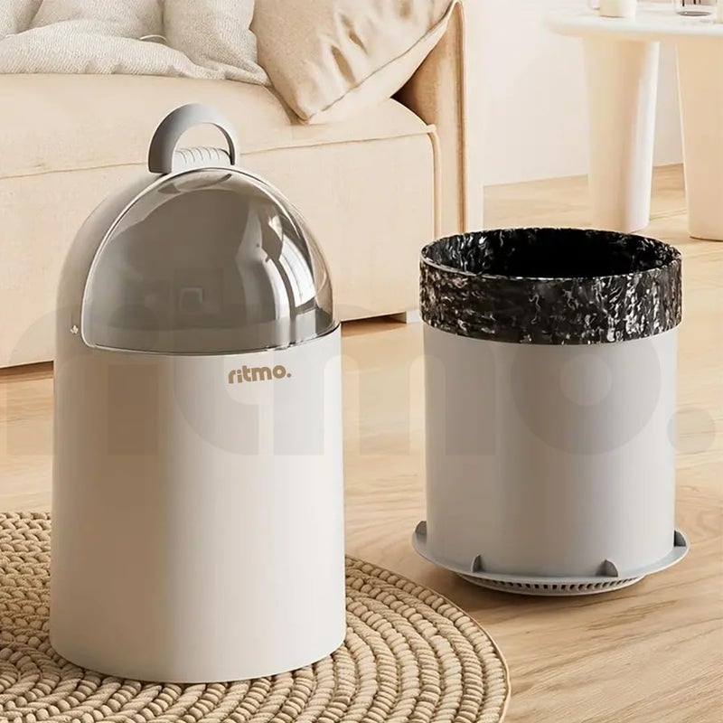 Ritmo Mini Desktop Bin with Portable Modern PPTrash Can Reusable Indoor Small Table Desktop Dustbin for Home Living Room Space Capsule Trash Can with Lid Kitchen Bedroom Bathroom Office Small - Image 5