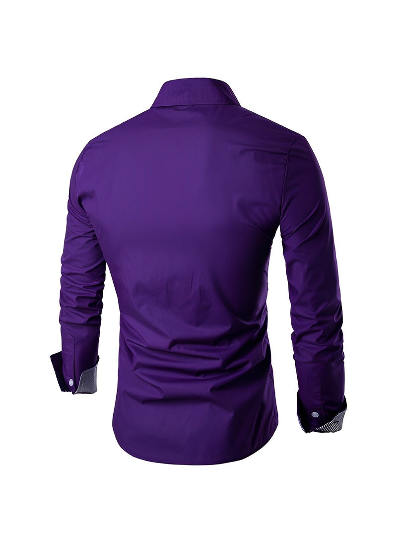 REOCLE Men's Shirts Print Button Down Dress Shirt Fashion Long Sleeve Casual Shirts Slim Fit Shirts Stretch Dress Shirt Wrinkle-Free Regular Fit Shirts  - Image 3