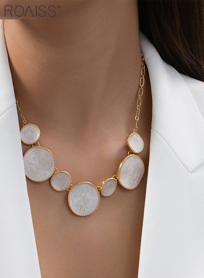 roaiss 5 Pcs Jewelry Set, White Irregular Round Bracelet, Necklace, Ring, Earrings, Party Wedding Jewelry Accessories, Can be Given As Gift for Women - Image 5