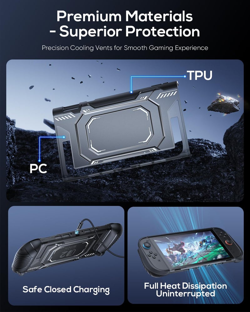 FASTSNAIL Switch 2 Protective Case, Protective Cover with Dockable TPU Middle Frame, Non-Slip Ergonomic Grip for Joycon 2, Comfortable Handheld Shell Case for Switch 2 Accessories for Wii Skins - Image 4