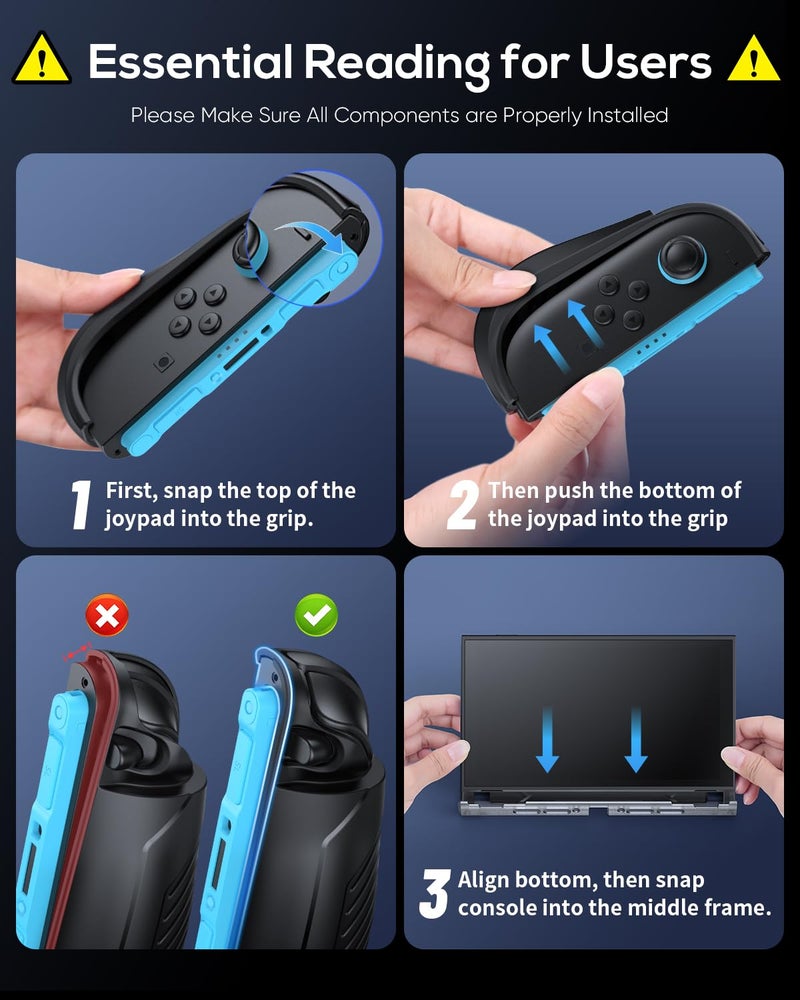 FASTSNAIL Switch 2 Protective Case, Protective Cover with Dockable TPU Middle Frame, Non-Slip Ergonomic Grip for Joycon 2, Comfortable Handheld Shell Case for Switch 2 Accessories for Wii Skins - Image 2