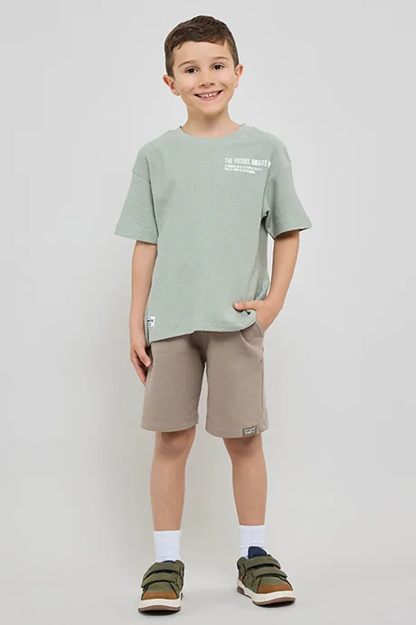أر أند بي Printed T-Shirt with Crew Neck and Short Sleeves