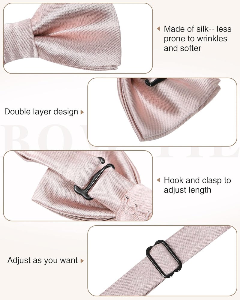 Kajeer Kids Bow Tie, Boy Bow Ties Pre-tied Silk 100% Classic Solid Adjustable Girls Neck Bowtie for Wedding Party - Image 2