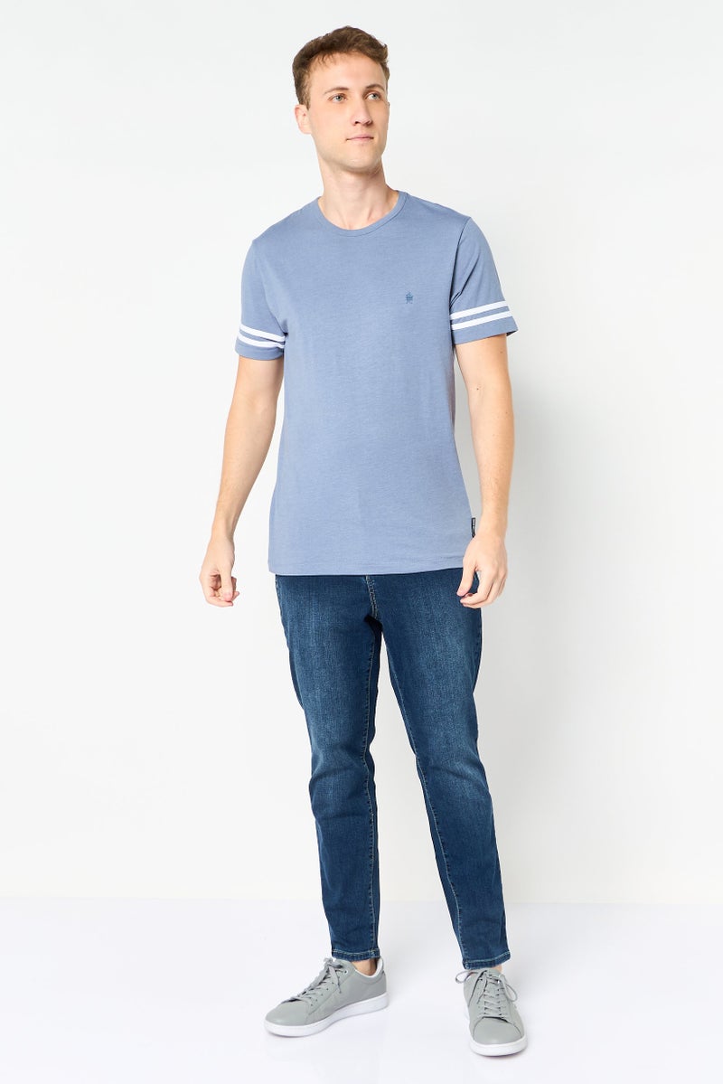 French Connection Men Crew Neck Short Sleeve Brand Logo T-Shirt, Pale Blue - Image 3