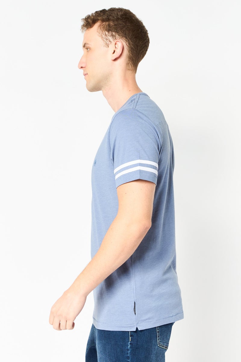French Connection Men Crew Neck Short Sleeve Brand Logo T-Shirt, Pale Blue - Image 4