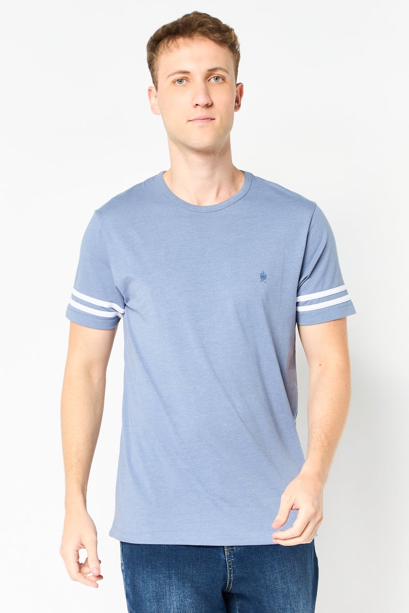 French Connection Men Crew Neck Short Sleeve Brand Logo T-Shirt, Pale Blue - Image 1