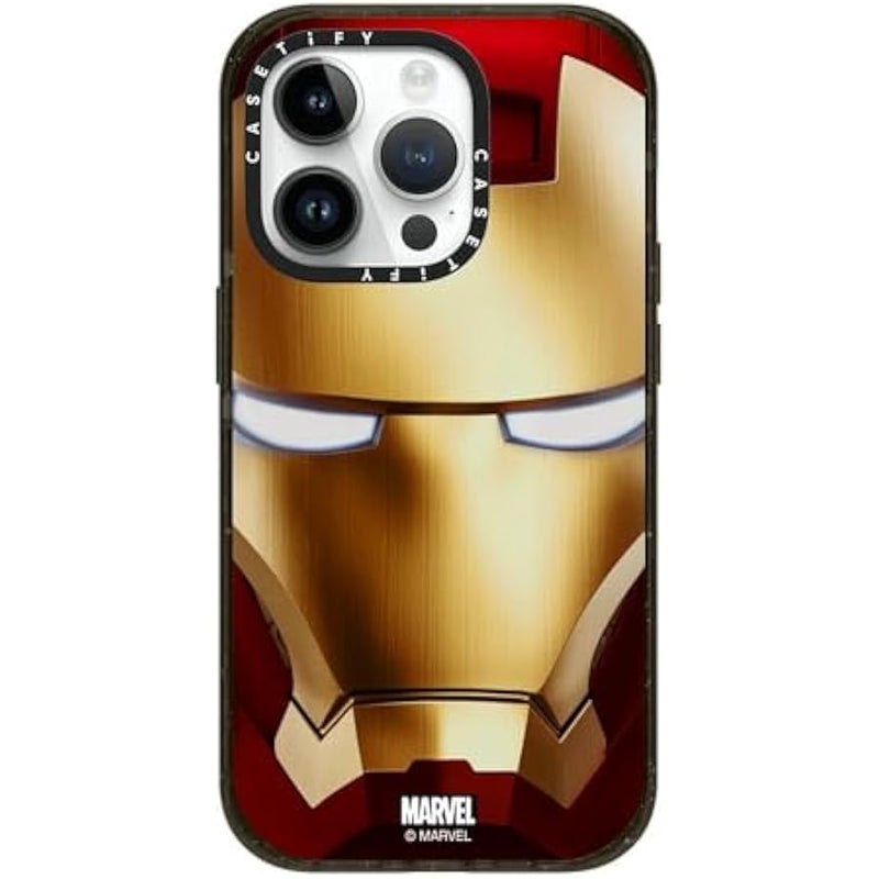 Casetify Impact iPhone 14 Pro Case 【Iron Man Co-Lab / 4X Military Grade Drop Tested / 8.2ft Drop Protection/Compatible with Magsafe】 - Iron Man Hero Mask - Clear Black - Image 1