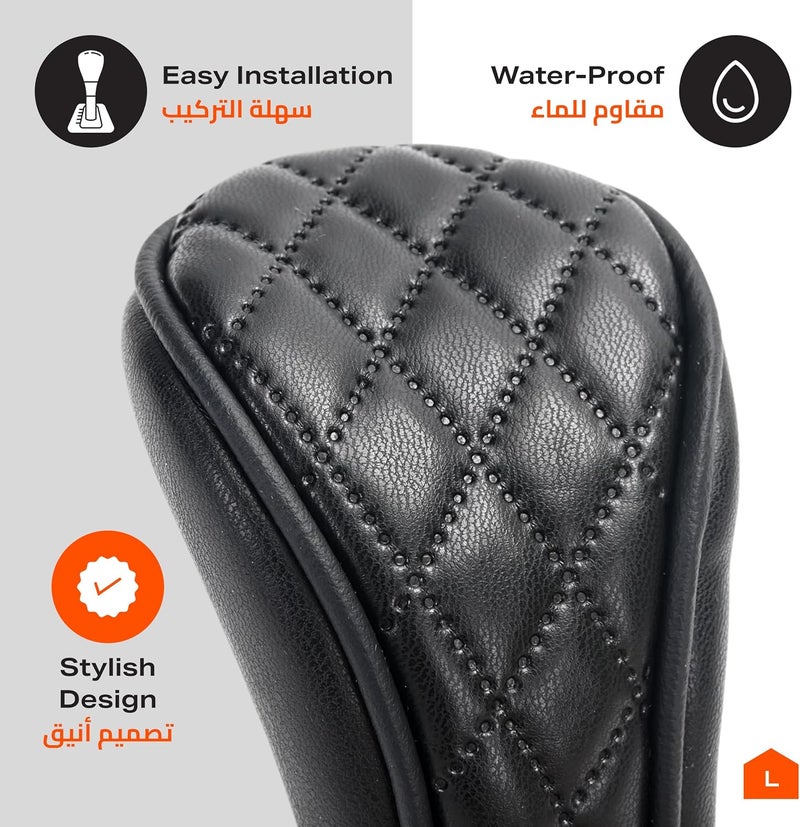غطاء ناقل الحركة للسيارة من لاوازيم - حماية عالمية لمقبض ناقل الحركة مع سحاب خلفي للإغلاق، تصميم جلدي مبطن ناعم، إكسسوار سيارة أسود مزخرف ومتين للشاحنات وسيارات الدفع الرباعي ومعظم السيارات - Image 5