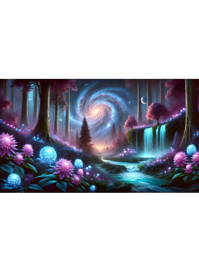 Generic Fantasy Galaxy Starry Sky Aquarium Background Glowing Plants Fish Tank Background 24x12 Inches PVC Glass Container Decoration with Tapes  - Image 1