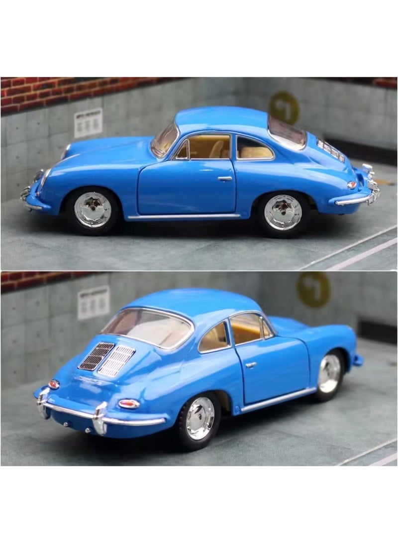 كين سمارت سيارة بورش 356 بي كاريرا 2 بمقياس 1:32 - نموذج مصبوب من المعدن مع آلية سحب للخلف وأبواب قابلة للفتح - أزرق - Image 1