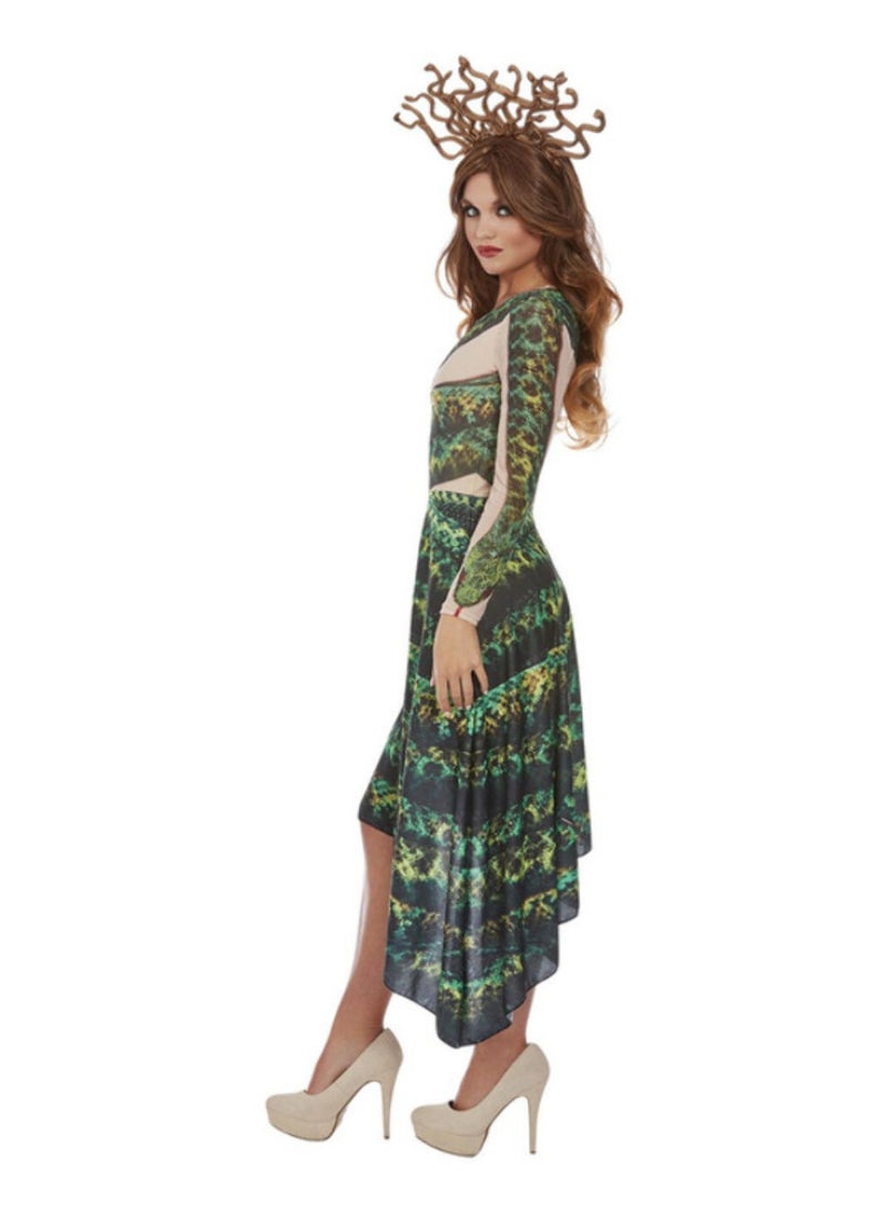 Smiffys - Fancy Dress Medusa Costume Green Dress And Headband Adult Female Size S - Image 1