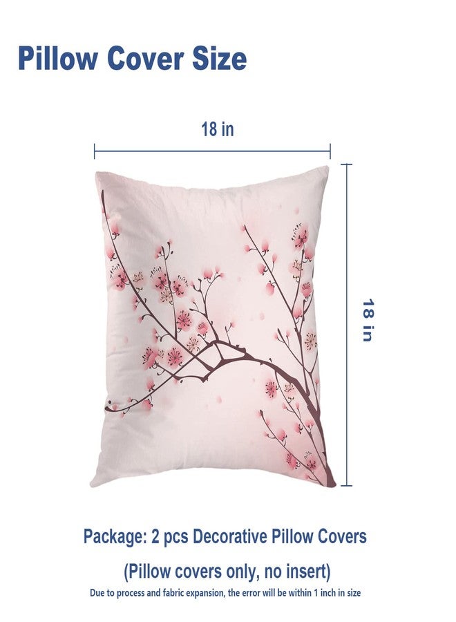 Batmerry Spring Pillows Decorative Throw Pillow Covers 18x18 Inch Set of 2, Pink Chinese Cherry Blossom Flower Japan Plum Branch Double Sided Square Pillow Cases Pillowcase Sofa Cushion - Image 5