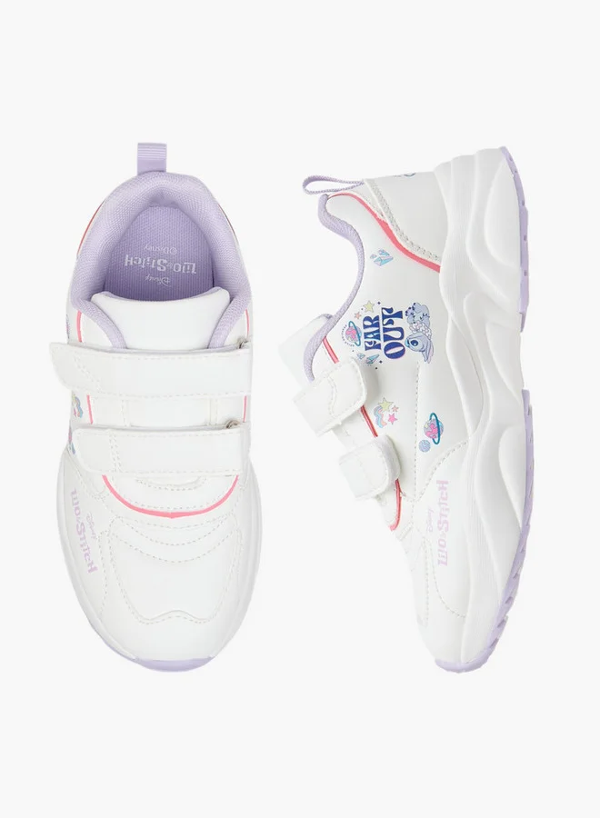 Disney Stitch Print Sneakers with Hook and Loop Closure