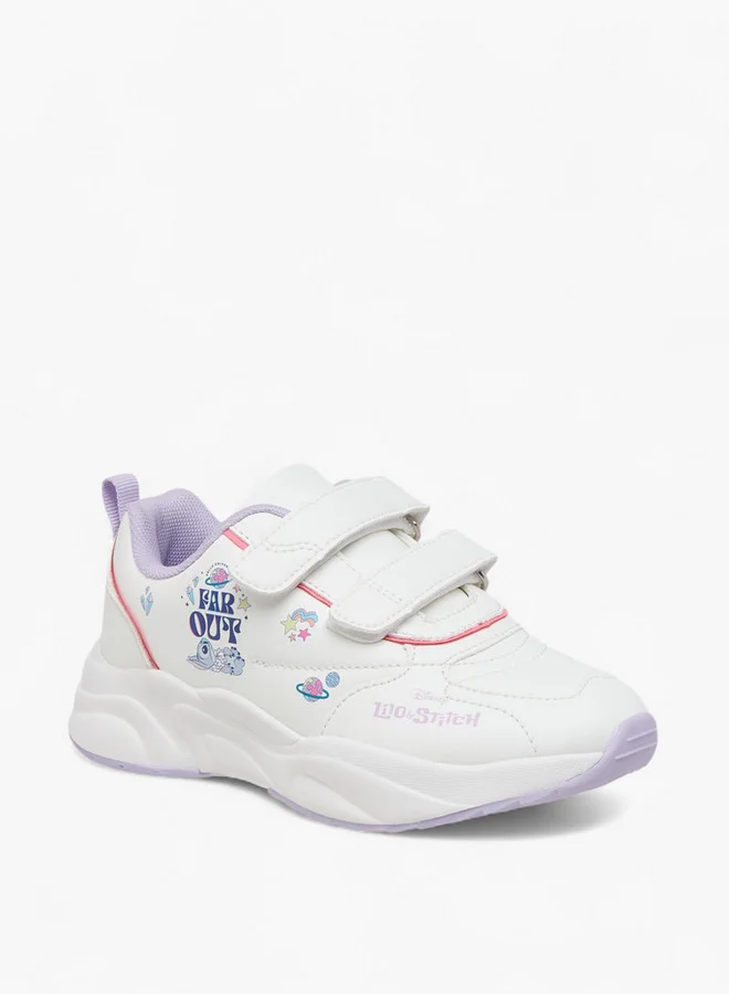 Disney Stitch Print Sneakers with Hook and Loop Closure