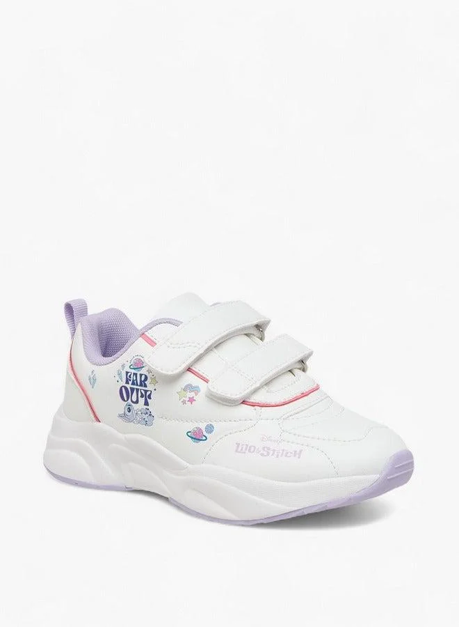 Disney Stitch Print Sneakers with Hook and Loop Closure
