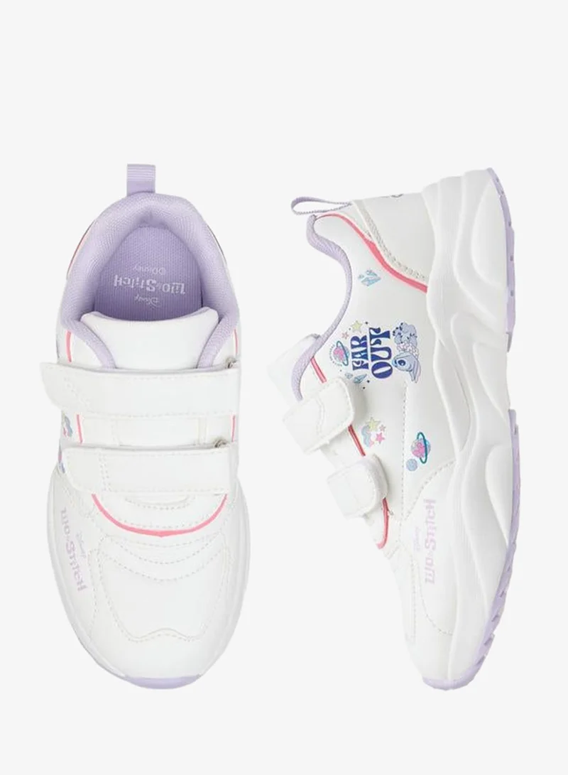 Disney WHITE Stitch Print Sneakers With Hook And Loop Closure for Women | Best Price UAE