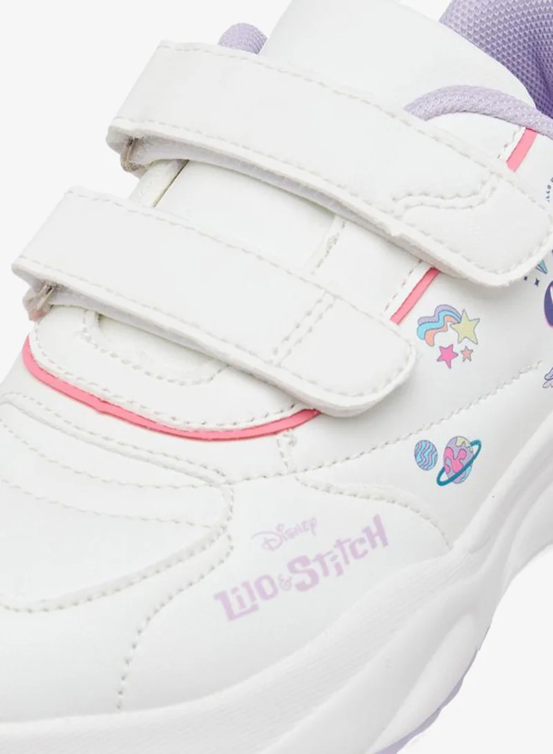 Disney WHITE Stitch Print Sneakers With Hook And Loop Closure for Women | Best Price UAE