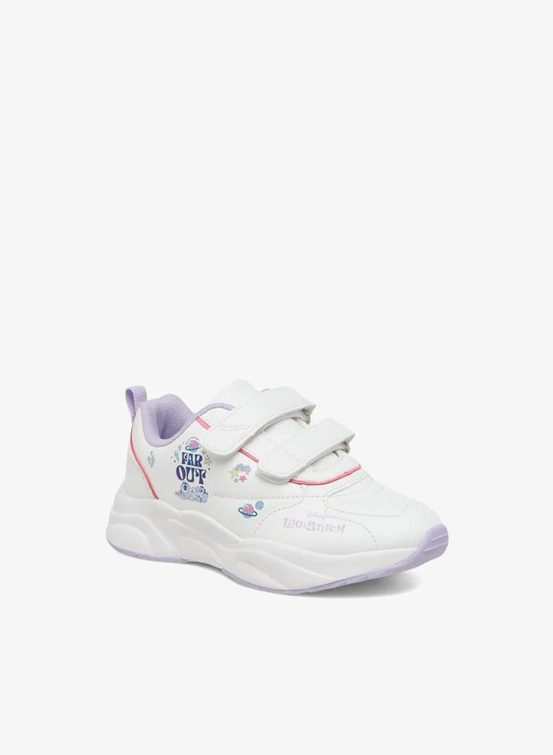 Disney WHITE Stitch Print Sneakers With Hook And Loop Closure for Women | Best Price UAE