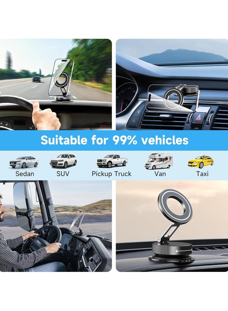 ZAVVY Vacuum Magnetic Suction Cup Phone Mount 360° Rotation Base HandsFree Adjustable Magnetic Car Phone Holder Magnetic Phone Holder Suitable for Car/Gym/Mirror/Smooth Surface - Image 2