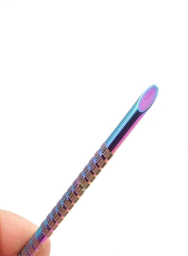 Teensery 2 Pcs Holographic Stainless Steel Sticks Double Sided Nail Art and Cuticle Pusher Remover Manicure Pedicure Tool - Image 4