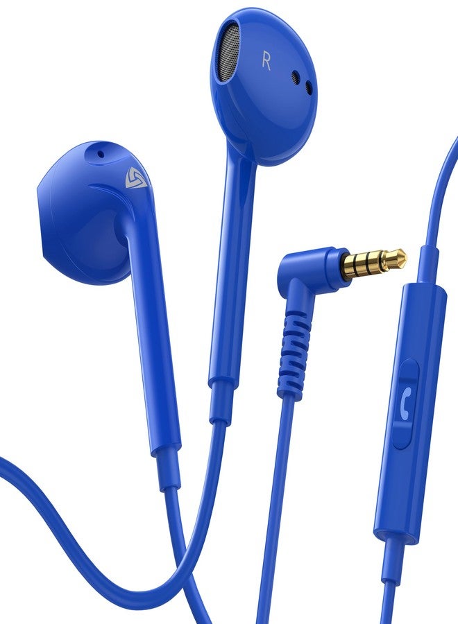LUDOS Zenith Headphones, 2-Year Warranty, Wired In-Ear Earphones, Headphones with Microphone, Compatible with Samsung, Huawei, iPhone, MP3 Players and Tablets - Blue - Image 1