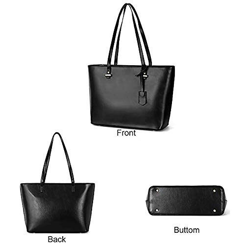 AlwaySky Women's Designer Handbag Set: 5 Pack Tote, Crossbody, Satchel Bags in Black PU Leather - Image 2