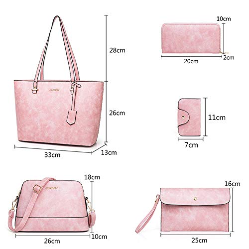 AlwaySky Women's Designer Handbag Set: 5 Pack Tote, Crossbody, Satchel Bags in Black PU Leather - Image 3
