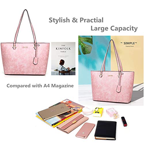 AlwaySky Women's Designer Handbag Set: 5 Pack Tote, Crossbody, Satchel Bags in Black PU Leather - Image 5