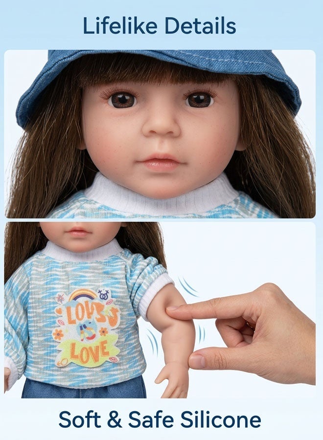 Cute Silicone Doll Mimicking a Real Playmate，Lifelike 30cm Reborn Baby Doll, Soft Silicone Vinyl Baby Girl Doll with Cute Hat  Outfit, Best Gift for Kids, Pretend Play Toy for  Children - Image 3