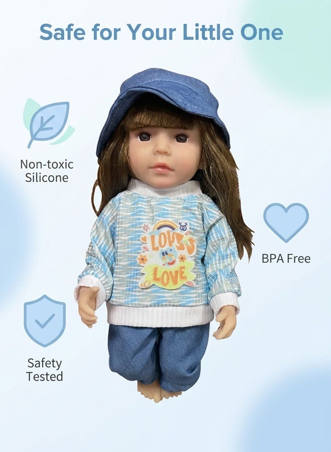 Cute Silicone Doll Mimicking a Real Playmate，Lifelike 30cm Reborn Baby Doll, Soft Silicone Vinyl Baby Girl Doll with Cute Hat  Outfit, Best Gift for Kids, Pretend Play Toy for  Children - Image 4