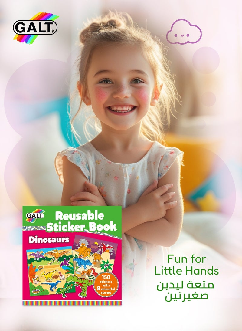 Galt Toys Reusable Dinosaur Sticker Book | 150 Stickers | 8 Colorful Scenes | Ages 3+ | Fun and Engaging Activity for Toddlers | Ideal for Travel | Great Gift Idea | 16.99 x 0.5 x 12.49 cm - Image 4