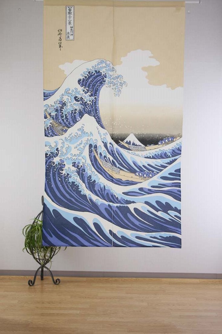 Japonmania NARUMI é¸£æµ· Made in Japan Noren Curtain Tapestry Ukiyoe Hokusai The Great Wave Kanagawa - Image 2