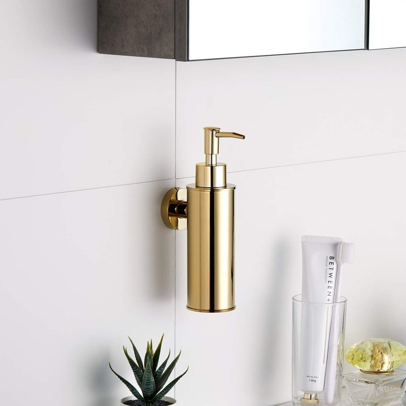 BGL Soap Dispenser Stainless Steel 304 Gold Wall Mount Liquid and Soap Dispenser Round for Kitchen and Bathroom - Image 2