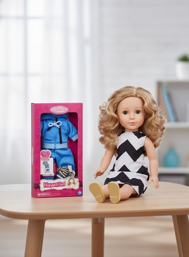 حياتي غيرل دمية هايتي جيرل ساندي – 18 بوصة بشعر مموج مع فستان وملابس رياضية - Image 2